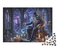 Gothic Skull Gentleman 1000 Piece Jigsaw Puzzle,Premium Cardboard,Gift Idea,Stress Relief,Impossible Challenge,Educational Toy,Home Wall Decor,Adults & Kids 14+ 38x26cm/1000pcs