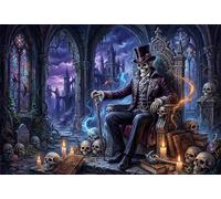 Gothic Skull Gentleman 1000 Piece Wooden Jigsaw Puzzle,Stress Relief,Impossible Challenge,Adults & Kids 14+,Home Wall Decor,Gift Idea,Wood,Educational Toy (75x50cm)