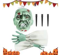 Gothic Skull Ground Stakes Set, Halloween Horror Lawn Decor Skeleton, Spooky Outdoor Ornament for Haunted House Chamber of Secrets, for Yard Haunted Display, Indoor Escape Decor, Halloween Party