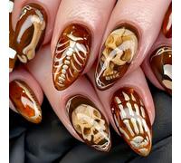 Gothic Skull Halloween ABS False Nails Easy Apply 24pcs Costume Accessory Day Of Dead Nail Art