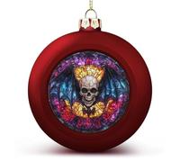 Gothic Skull Halloween Horror Christmas Ball Ornaments Shatterproof Hanging Xmas Balls for Christmas Tree Decoration Red Xmas Tree Balls for Holiday Wedding Party