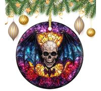 Gothic Skull Halloween Horror Christmas Tree Hanging Ornaments,2 Pieces, 7.2CM Round Double-Sided