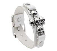 Gothic Skull Head Wristband For Women Men PU Leather Punk Rock Accessory Stackable Jewelry For Stylish Looks Bold Crossbone Punk Jewelry