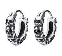 Gothic Skull Hoop Earring Small Stainless Steel Punk Rock huggie Earrings for Men Vintage Jewelry