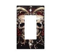 Gothic Skull Light Switch Cover Plates/Outlet Covers, Dark Rose Halloween Decor, Thermoplastic Wall Plates, Standard Size Single Rocker