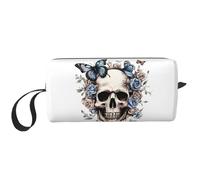 Gothic Skull Makeup Bag Water Resistant Travel Toiletry Organizer for Women Men Butterfly Skeleton Cosmetic Storage Pouch with Zipper Portable Small Tool Bag