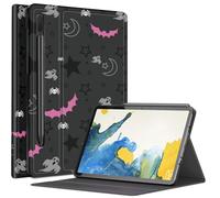 Gothic Skull Moon Stars Bat Case for Samsung Galaxy Tab S8 Plus/Tab S7 FE 12.4 inch 2021 / Galaxy Tab S7 Plus 2020, Multiple Viewing Angles Case with S Pen Holder and Auto Sleep/Wake