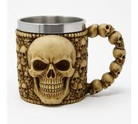 Gothic Skull Mug 400ml with Stainless Steel Inner - Premium Resin Tankard with 3D Skull Handle, Dark Fantasy Coffee Cup for Tea, Coffee, Hot & Cold Drinks, Gothic Home Bar & Desk Décor