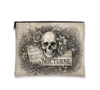 Gothic Skull Nocturne Music Quote Makeup Bag 7x9 Inch | Gothic aesthetic, Makeup Zipper Pouch, Vintage musical score, Floral arrangement, Dark romantic, Mysterious vibe