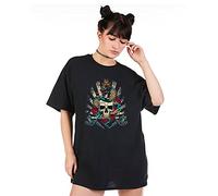 Gothic Skull Oversized Women T Shirt Biker Devil Heavy Metal Rock Music Top Demon #A133#OR#P1 Black L