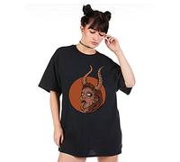 Gothic Skull Oversized Women T Shirt Biker Devil Heavy Metal Rock Music Top Demon #A73#OR#P1 Black 3XL