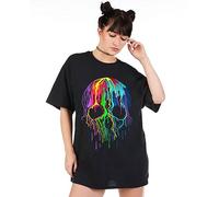 Gothic Skull Oversized Women T Shirts Biker Devil Heavy Metal Rock Music Top #A71#OR#P1 Black L