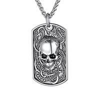 Gothic Skull Pendant Necklace for Men - Punk Biker Jewelry, Halloween Skeleton Chain, Devil Pirate Accessory