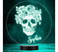 Gothic Skull & Pretty Flower Wreath Alternative Gift Colour Change Night Light