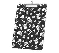 Gothic Skull Print Acrylic Clipboard, Acrylic Decorative Legal Size Clip Board 9"× 12. 5" with Low Profile Metal Clip, Boards A4 for School Offoce Lady Men Women Nurses
