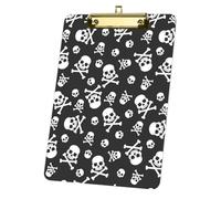 Gothic Skull Print Waterproof Clipboard, Acrylic Decorative Legal Size Clip Board 9"× 12. 5" with Low Profile Metal Clip, Clipboards A4 for School Offoce Lady Men Women Nurses