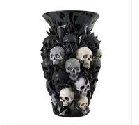 Gothic Skull Resin Vase - 5.9" Black Skeleton Flower Holder for Fresh & Dried Blooms, Halloween Desktop Decor, Spooky Goth Home Ornament for Dining Table Office, Gift for Gothic Enthusiasts