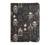 Gothic Skull Rose Dark Family Travel Leather Passport Holder Large Capacity Money&Card Wallet for Family Trip Document