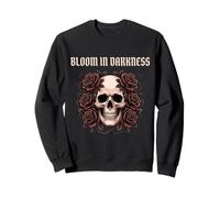 Gothic Skull Roses Dark Floral Bloom In Darkness Aesthetic Sweatshirt