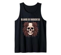 Gothic Skull Roses Dark Floral Bloom in Darkness Aesthetic Tank Top