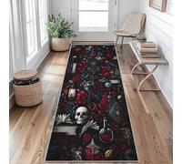 Gothic Skull Runner Rug 60 x 180 cm Long Washable, Alchemy Magic Carpet Runners for Hallway Non Slip, Kitchen Entryway Hall Bedroom Decor, Soft Low Pile iJ&TG100