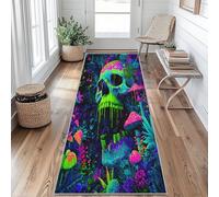 Gothic Skull Runner Rugs for Hallway 60x120, Skeleton Mushroom Hallway Runner Neon Trippy Pattern Carpet Runners for Kitchen Bedroom Living Room, Non Slip Long Rug AWm160
