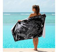 Gothic Skull Snake Bat Printed Beach Blanket Microfibre Large Sandproof Quick Dry Bath Towel Alchemy Magic Art Design for Adults Outdoor (04,180cm x 100cm)
