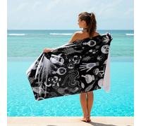 Gothic Skull Snake Bat Printed Beach Blanket Microfibre Large Sandproof Quick Dry Bath Towel Alchemy Magic Art Design for Adults Outdoor (01,150cm x 75cm)
