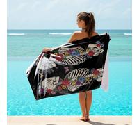 Gothic Skull Snake Bat Printed Beach Blanket Microfibre Large Sandproof Quick Dry Bath Towel Alchemy Magic Art Design for Adults Outdoor (09,130cm x 80cm)