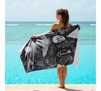 Gothic Skull Snake Bat Printed Beach Blanket Microfibre Large Sandproof Quick Dry Bath Towel Alchemy Magic Art Design for Adults Outdoor (08,140cm x 70cm)