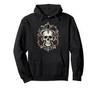 Gothic Skull Snake Dagger Roses Dark Floral Tattoo Style Pullover Hoodie