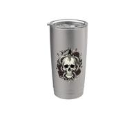 Gothic Skull Snake Dagger Roses Dark Floral Tattoo Style Stainless Steel Insulated Tumbler