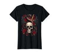 Gothic Skull Snake & Dagger Tattoo Art Value Graphic T-Shirt