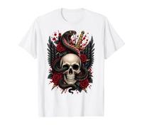 Gothic Skull Snake & Dagger Tattoo Art Value Graphic T-Shirt