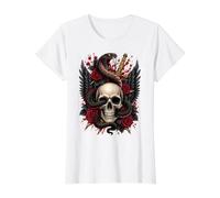 Gothic Skull Snake & Dagger Tattoo Art Value Graphic T-Shirt