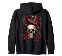 Gothic Skull Snake & Dagger Tattoo Art Zip Hoodie