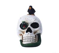 Gothic Skull Statue Tabletop Resin Decor with Emerald Green Snake | Resin material Lifelike bone texture Compact size for shelves Mantels Gothic Halloween theme