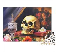 Gothic Skull Still Life 1000 Piece Jigsaw Puzzle For Adults Educational Games Stress Relief Puzzle Exercise The Memory of The Brain for Men, Women, Elders, Seniors 500pcs (52x38cm)