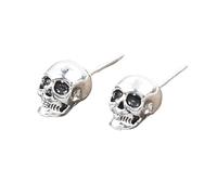 Gothic Skull Stud Earrings Vintage Halloween Small Skeleton Head Earring Retro Punk Style Spooky Skull Ear Piercing for Women Men's Rock Grunge Accessories Jewellery(Silver)