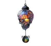 Gothic Skull Suncatcher Stained Glass - Vintage 2D Window Hanging Decoration, Spooky Skull Ornament for Home Wall Garden, Halloween Horror Decor and Gothic Decorations (Poison)