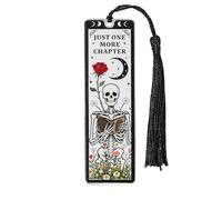 Gothic Skull & Tarot Skeleton Bookmark for Women - Metal Horror Aesthetic Birthday Gift, Book Lovers Halloween Accessories (Tarot Bookmark)
