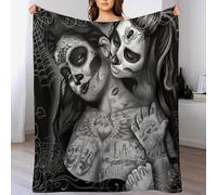 Gothic Skull Throw Blanket || Ultra Soft Plush Thick Cosy Fuzzy Fluffy Machine Washable Flannel Blanket for All Season Use Bedroom Couch & Home （140×180cm）