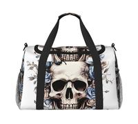 Gothic Skull Travel Duffle Bag Butterfly Skeleton Gym Overnight Weekender Bag for Men Women Lightweight Carry On Luggage for Workout Holiday