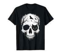 Gothic Skull Tree Branches Ravens Cat Dark Aesthetic Forest T-Shirt