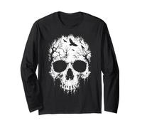 Gothic Skull Tree Branches Ravens Dark Aesthetic Forest Long Sleeve T-Shirt
