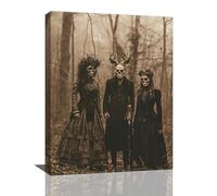 Gothic Skull Wall Art Goth Horror Skeleton Pictures Decor Halloween Canvas Painting Home Modern Artwork Decorations for Bathroom Living Room Bedroom 12 x 16 inch