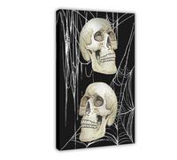 Gothic Skull Wall Art, Spooky Cobweb Halloween Decor, Creepy Wall Design Frame-style 20x30inch(50x75cm)