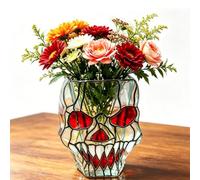 Gothic Skull Wall Vase, Funny Translucent Skull Wall Planter, Spooky Face-Shaped Hanging Flower Vase, Hangable & Freestanding glass vase, Halloween Accessories (Transparent)