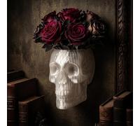 Gothic Skull Wall Vase - Hangable & Tabletop Freestanding Translucent Resin Flower Pot, Dark Gothic Skull Vase Home Decor, Spooky Face-Shaped Planter for Dried Flowers, (White)