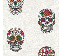 AS Creation Club Tropicana Skulls White Wallpaper 35817-2